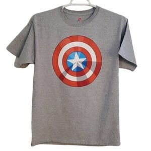 Hanes Tagless Marvel Captain America Novelty‎ Logo Tee Shirt Men's Size Large